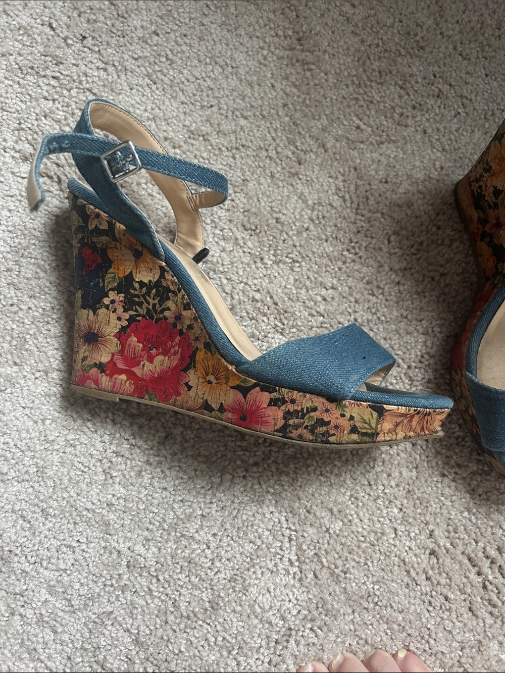 Women’s Blue Denim Strap Sandals - Picture 2 of 3